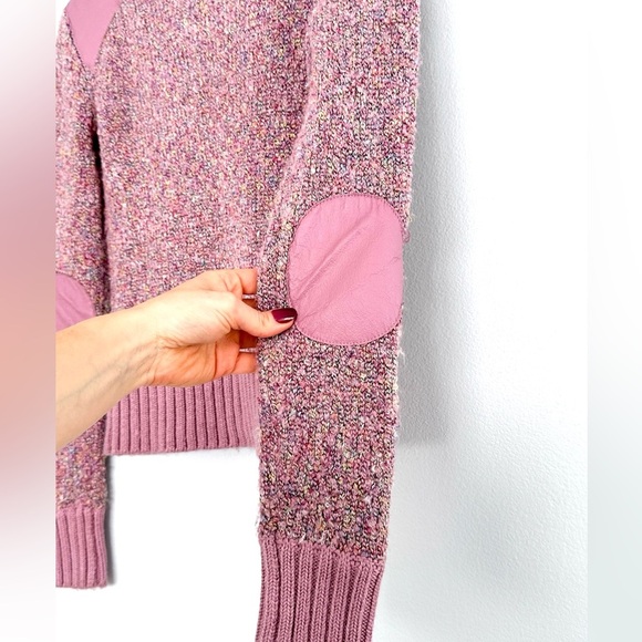 Vintage Y2K Bebe Pink Knit and Leather Zip Front Jacket - Picture 5 of 10